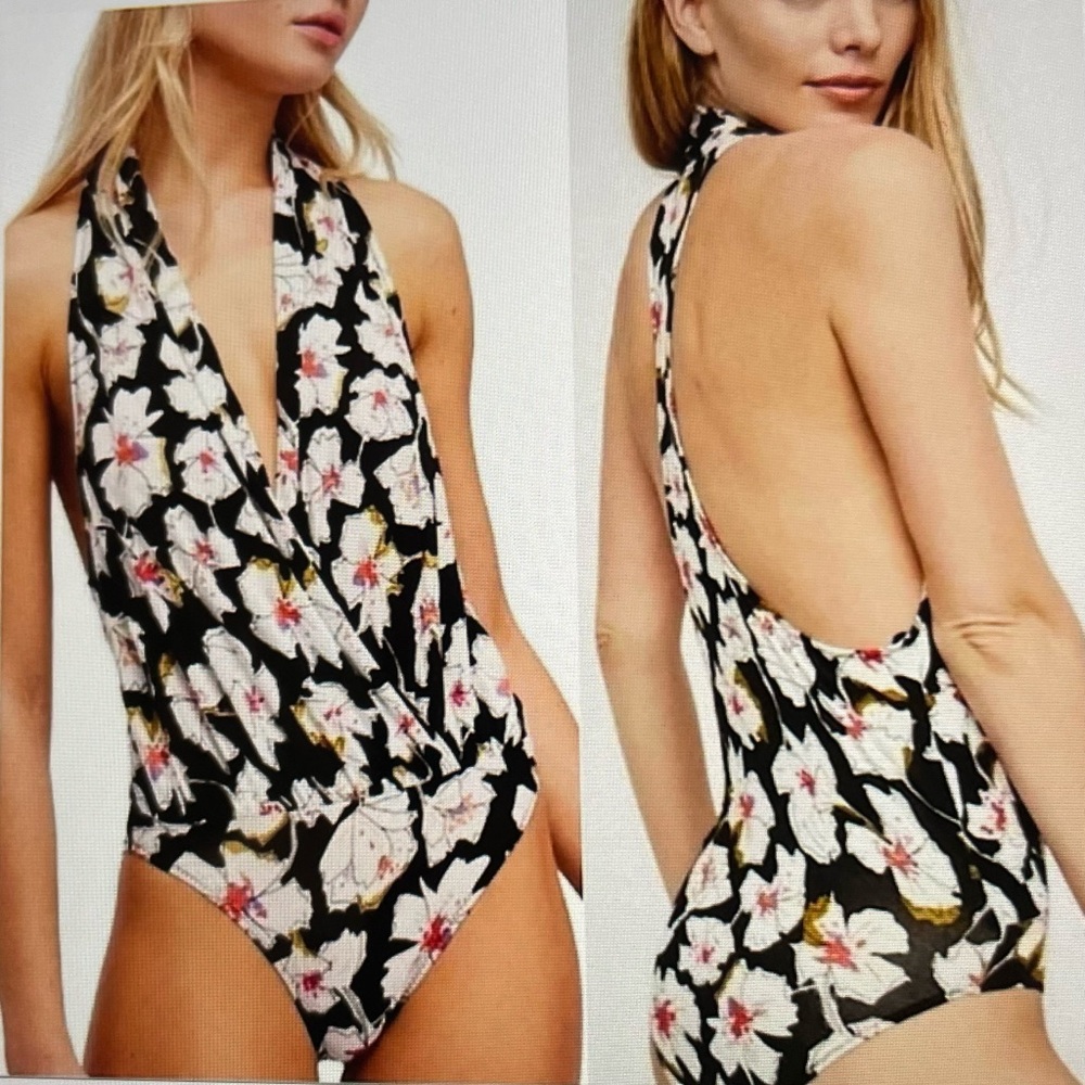 Free People Sure Please Floral Bodysuit